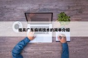 提高广东麻将技术的简单介绍
