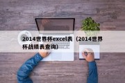 2014世界杯excel表（2014世界杯战绩表查询）